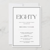 80. Geburtstag Schwarz & Weiß Einladung (Vorderseite)