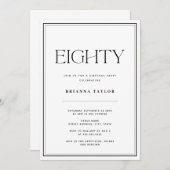 80. Geburtstag Schwarz & Weiß Einladung (Vorne/Hinten)
