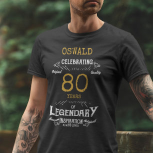 80. Geburtstag Schwarz Weiß Gold Herren T-Shirt