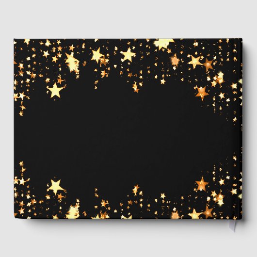 80. Geburtstag schwarze goldene Sterne Gästebuch (Rückseite)