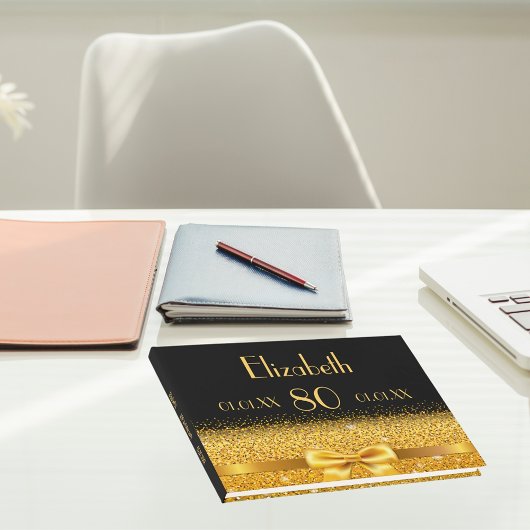 80. Geburtstag schwarzer goldener Bogen klassisch  Gästebuch