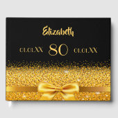 80. Geburtstag schwarzer goldener Bogen klassisch  Gästebuch (Vorderseite)