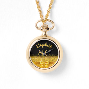 80. Geburtstag schwarzer goldener Name eleganter B Armbanduhr