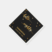 80. Geburtstag schwarzes Gold hello 80 Namensskrip Serviette (Ecke)