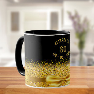 80. Geburtstag schwarzes Gold klassische elegante  Tasse