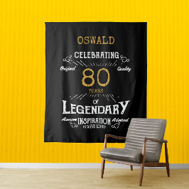 80. Geburtstag Schwarzes Gold Legendary Vintag Wandteppich