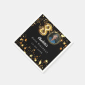 80. Geburtstag Schwarzes Gold Sterne Foto Serviette (Ecke)