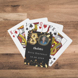 80. Geburtstag Schwarzes Gold Sterne Foto Spielkarten