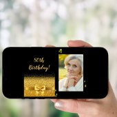 80. Geburtstag schwarzes Goldbug-Foto Einladung