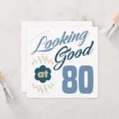 80. Geburtstag sieht gut aus Karte (Vorderseite/Rückseite Beispiel)