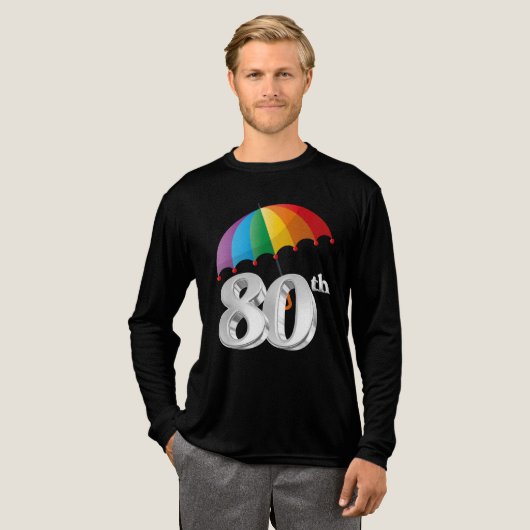 80. Geburtstag Silber 3D Zahl Tri-Blend Shirt (Volle Vorderseite)