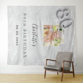 80. Geburtstag silber Foto Glitzer Staub willkomme Wandteppich (Beispiel (Horizontal))