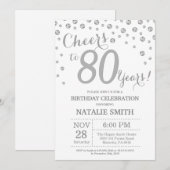 80. Geburtstag Silber Glitzer Diamond Einladung (Vorne/Hinten)