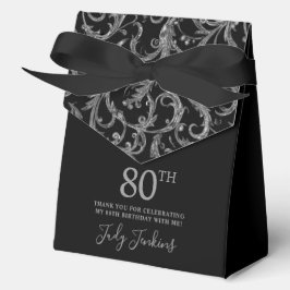 80. Geburtstag Silberne Schwünge Danke  Geschenkschachtel