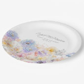 80. Geburtstag Sommer Wasserfarbe Blütenmassage Pappteller (Schrägansicht)