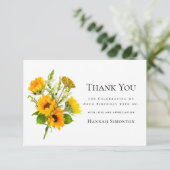 80. Geburtstag Sonnenblume Bouquet Personalisiert Dankeskarte (Stehend Vorderseite)