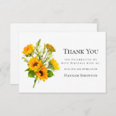 80. Geburtstag Sonnenblume Bouquet Personalisiert Dankeskarte (Vorne/Hinten)