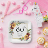 80. Geburtstag Sonnenblumen Pappteller (Party)