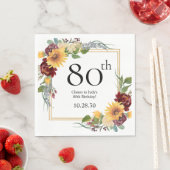 80. Geburtstag Sonnenblumen Serviette (Beispiel)
