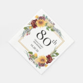 80. Geburtstag Sonnenblumen Serviette (Ecke)