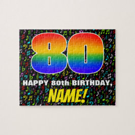 80. Geburtstag — Spaß, farbenfrohe Musiksymbole &  Puzzle