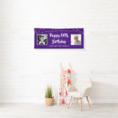 80. Geburtstag String Lights Foto Name Lila Banner (Insitu)