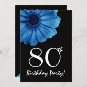 80. Geburtstag Template Blue Daisy Einladung (Vorne/Hinten)
