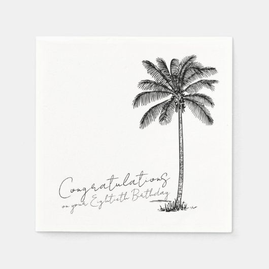 80. Geburtstag Tropischer Palmbaum Gratulation Serviette (Vorderseite)