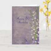 80. Geburtstag und Lilie des Tals Karte (Gelbe Blume)