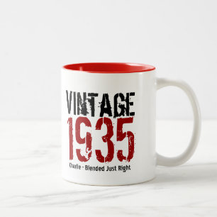 80. Geburtstag Vintag 1935 oder beliebiges Jahr V0 Zweifarbige Tasse