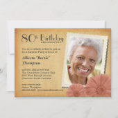 80. Geburtstag Vintag Daisy Foto Einladungen (Vorderseite)