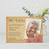 80. Geburtstag Vintag Daisy Foto Einladungen (Stehend Vorderseite)