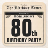 80. Geburtstag Vintage Zeitung Rechteckiger Pappuntersetzer (Vorderseite)