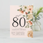 80. Geburtstag Vintager Blumenbesuch Einladung (Stehend Vorderseite)