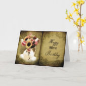 80. GEBURTSTAG - VINTAGES BLUMENBUCH - SEITEN KARTE (Gelbe Blume)