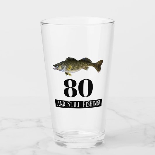 80. Geburtstag Walleye Angeln Männer Glas (Vorderseite)
