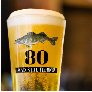 80. Geburtstag Walleye Angeln Männer Glas