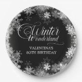 80. Geburtstag Winterwonderland Snowflake Gefallen Pappteller (Vorderseite)