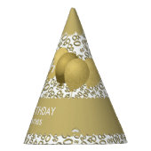 80. Geburtstag Zahlenmuster Gold/Weiße Scallops Partyhütchen (Rechts)