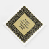 80. Geburtstag Zahlenmuster Scallops Gold/Schwarz Serviette (Ecke)