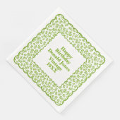 80. Geburtstag Zahlenmuster Scallops Grün/Weiß Serviette (Ecke)