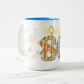 80. Geburtstag Zweifarbige Tasse (Vorderseite Links)