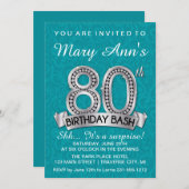80. Geburtstags-Einladungs-Diamant-Meilenstein Einladung (Vorne/Hinten)