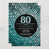 80. Geburtstags-Einladungs-schwarzer und Einladung (Vorne/Hinten)