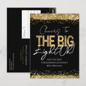 80. Geburtstags Gold Black Save the Date Postcard Postkarte (Vorne/Hinten)