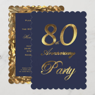 80. Geburtstags-Jahrestags-Gold elegant Einladung