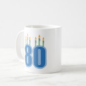 80 Geburtstags-Kerzen (Blau/Grün) Kaffeetasse (Vorderseite Links)