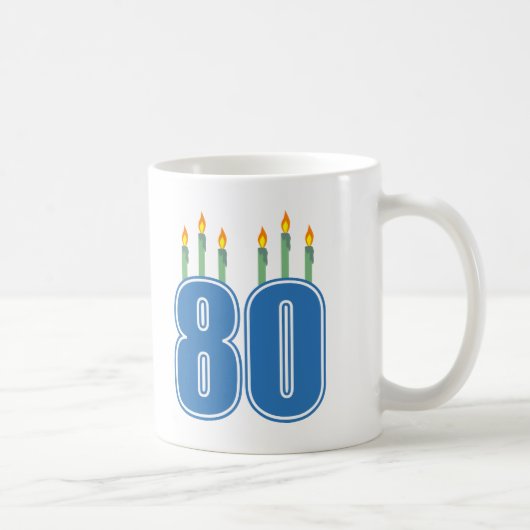 80 Geburtstags-Kerzen (Blau/Grün) Kaffeetasse (Rechts)