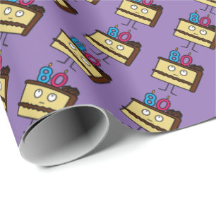 80. Geburtstags-Kuchen mit Kerzen Geschenkpapier