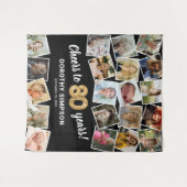 80. Geburtstags-Multi-Foto-Hintergrund Wandteppich (Vorderseite (Horizontal))
